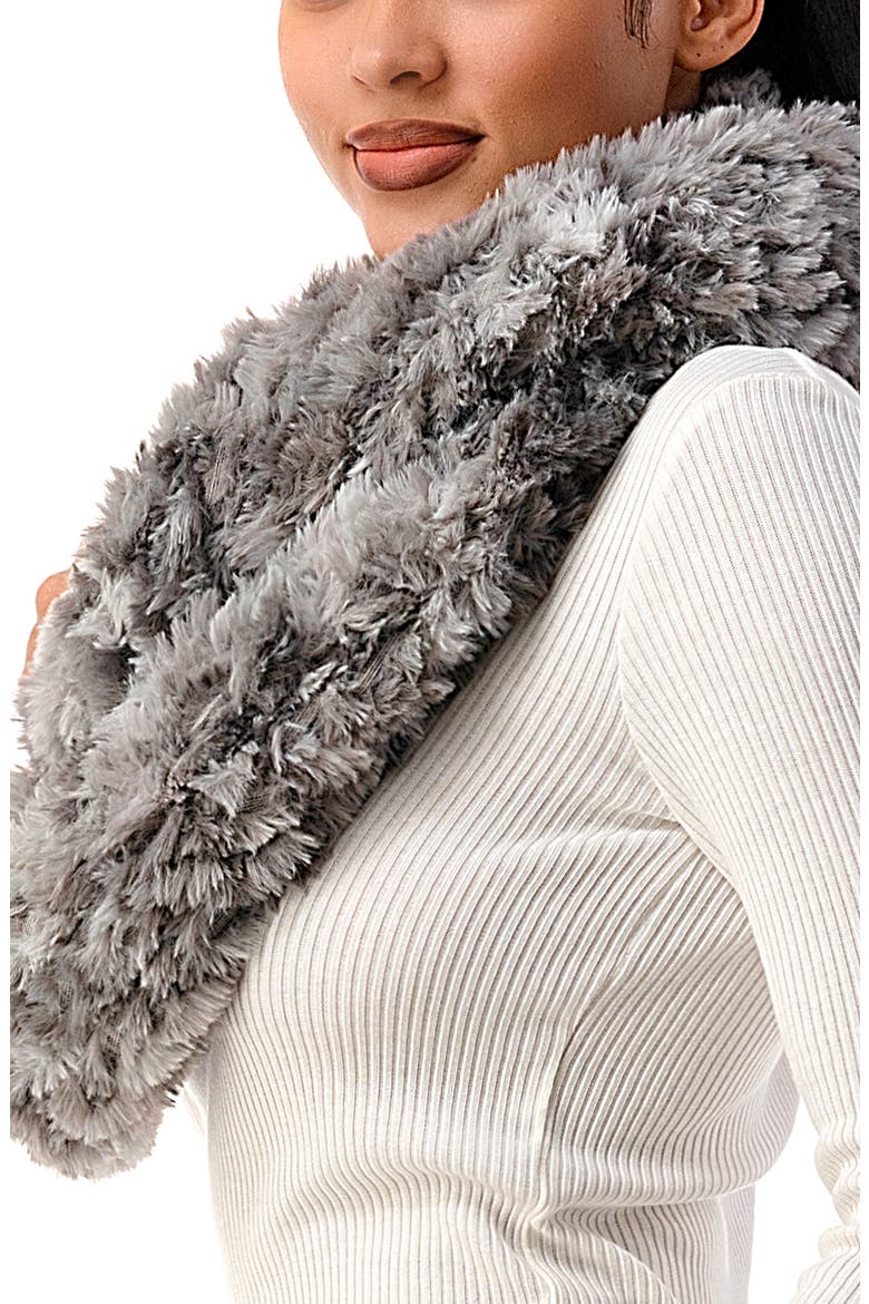 Faux Fur Stretch Infinity Scarf, Alternate, color, GREY