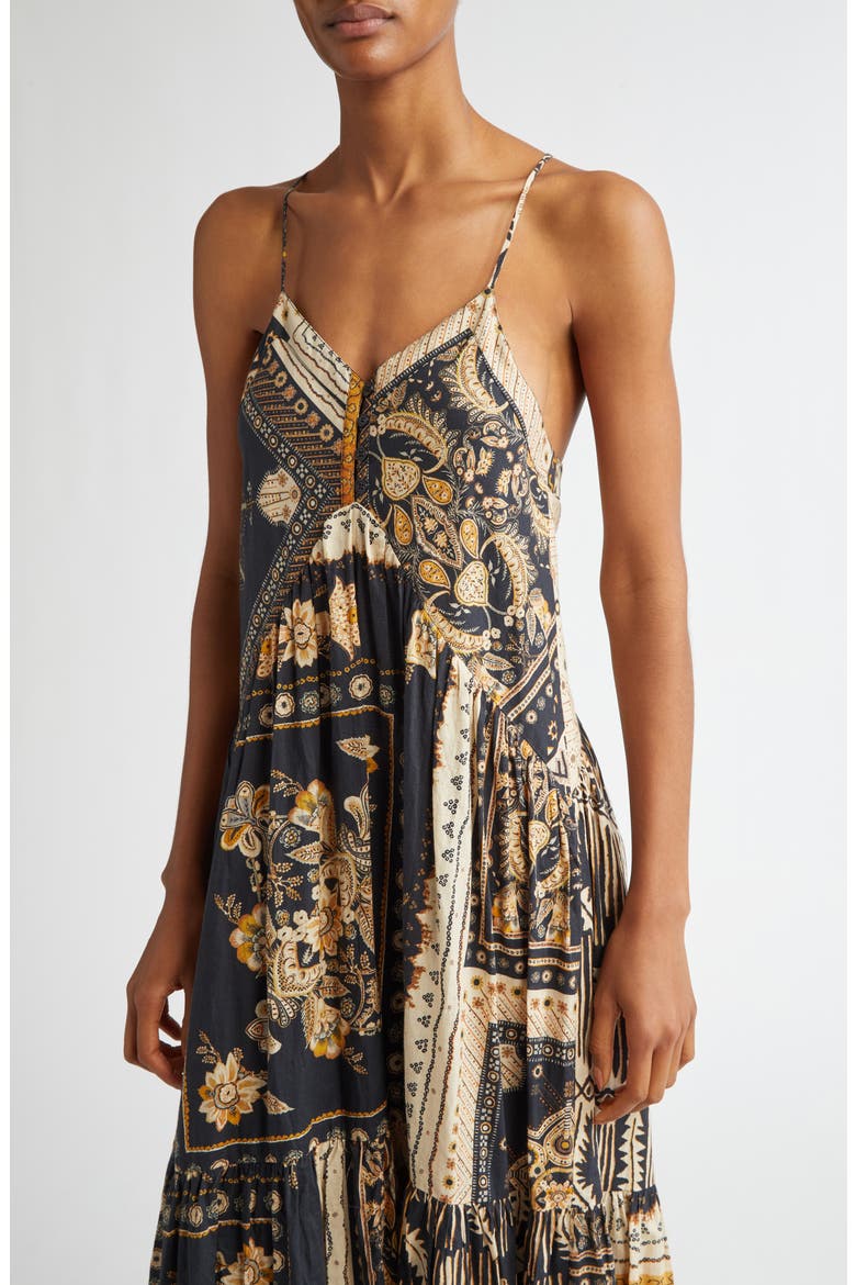 Sabba Mixed Print Cotton Maxi Dress, Alternate, color, BLACK / OCHRE