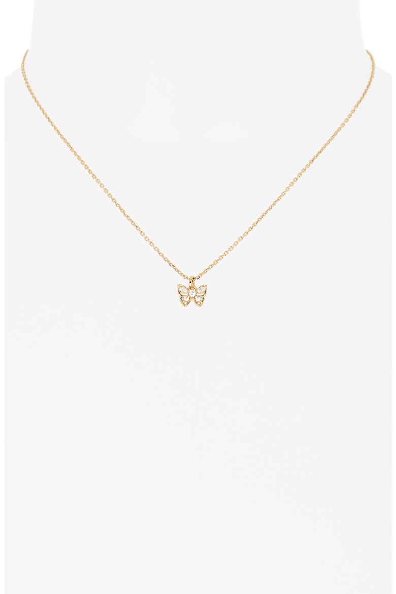 butterfly pendant necklace, Alternate, color, CLEAR/ GOLD
