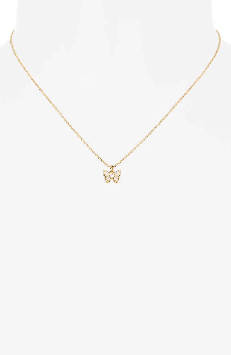 Kate Spade New York butterfly pendant necklace, Alternate, color, Clear/ Gold