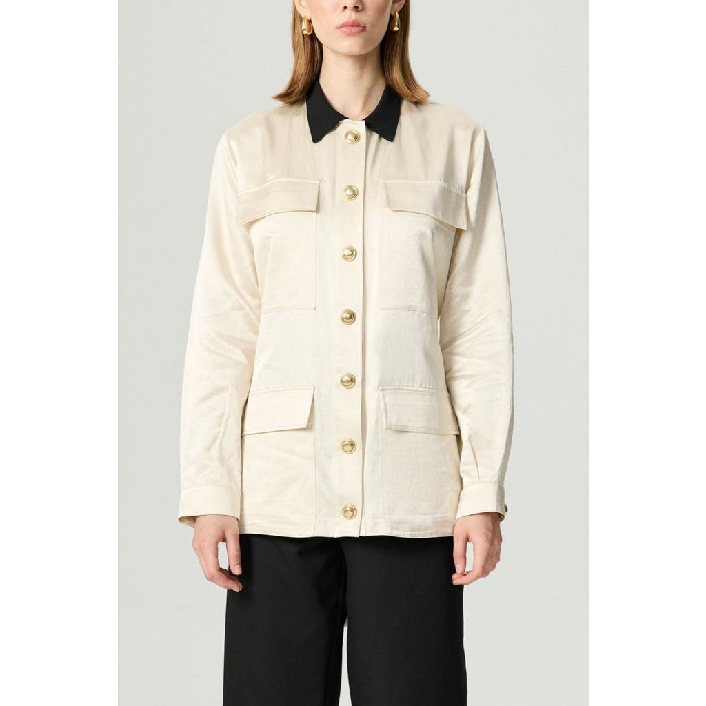 Nocturne Gold Button Detailed Jacket In White