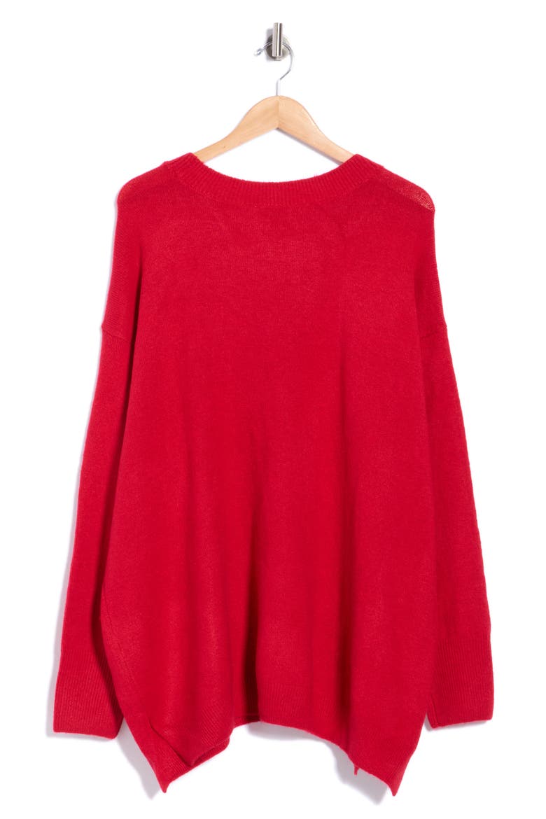 Tartan Bow Crewneck Sweater, Alternate, color, GLAMOUR RED