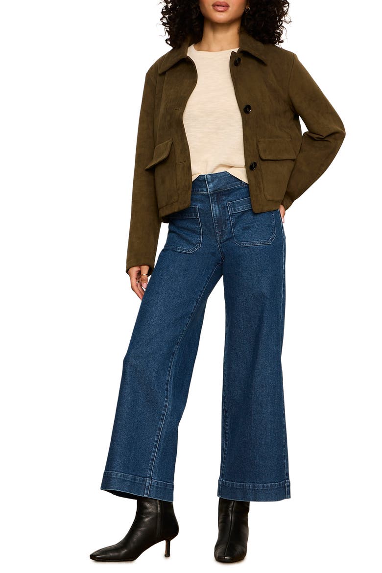 Avid Faux Suede Jacket, Alternate, color, LIGHT KALAMATA GREEN