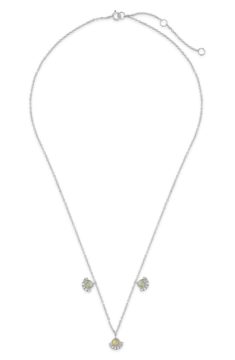 Sterling Forever Half Halo Opal CZ Pendant Necklace, Alternate, color,