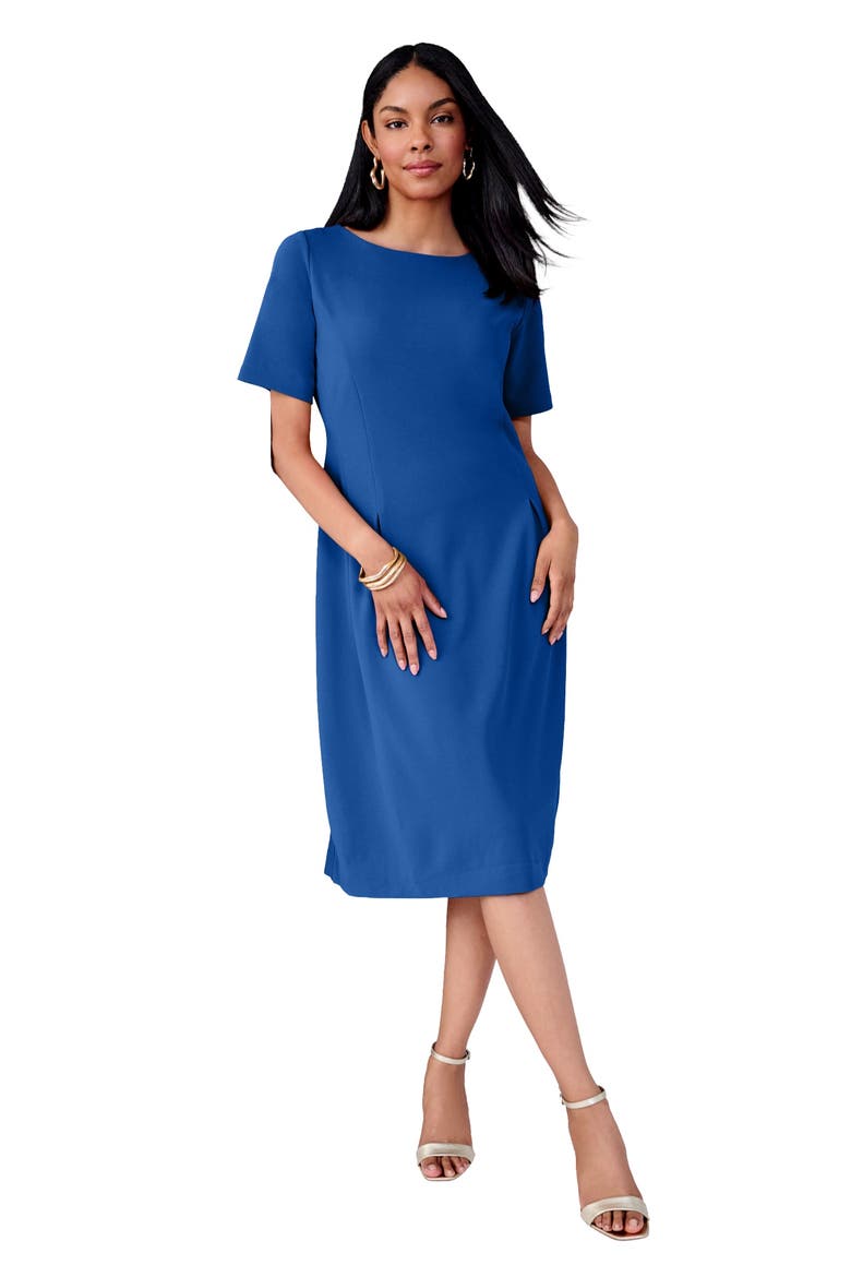 Crepe Fit And Flare Dress, Main, color, DARK SAPPHIRE