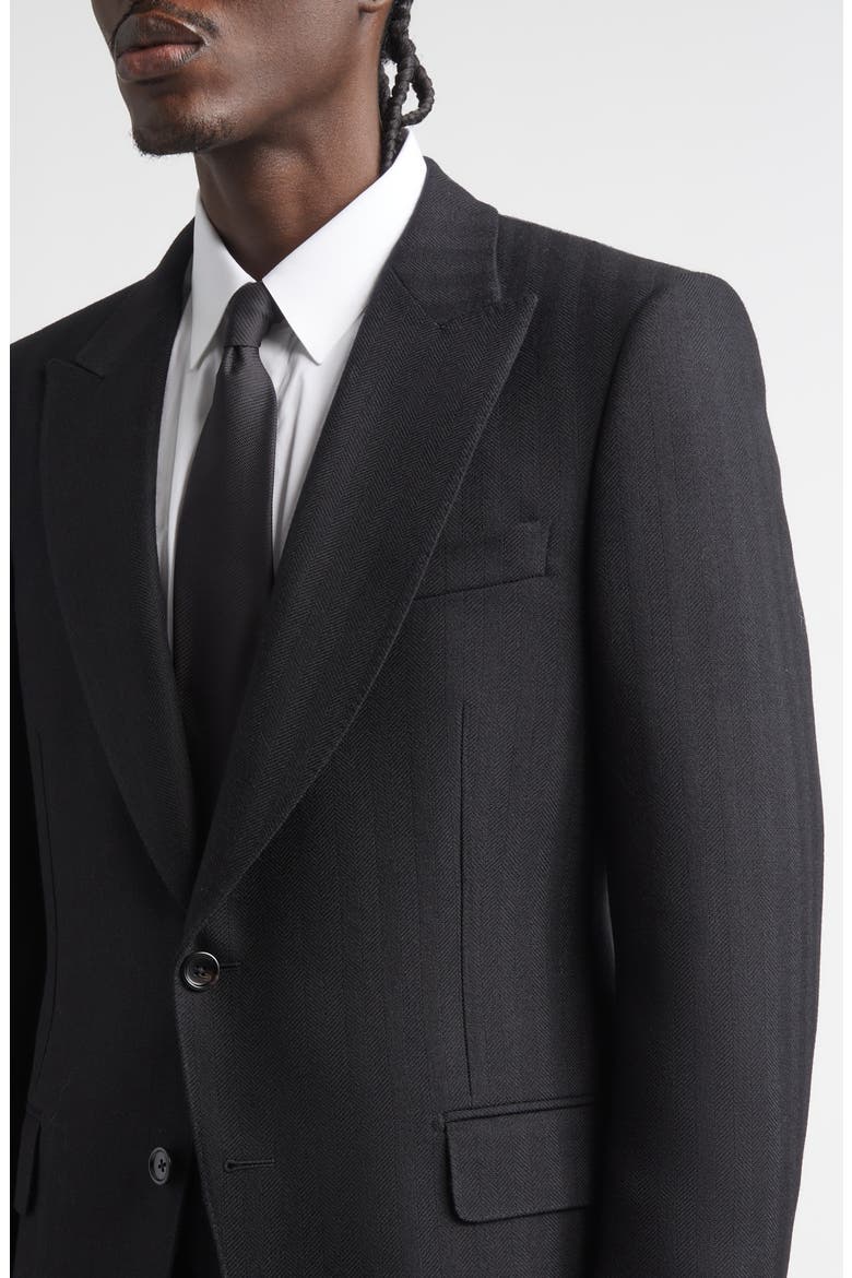 Shelton Wool Herringbone Sport Coat, Alternate, color, BLACK