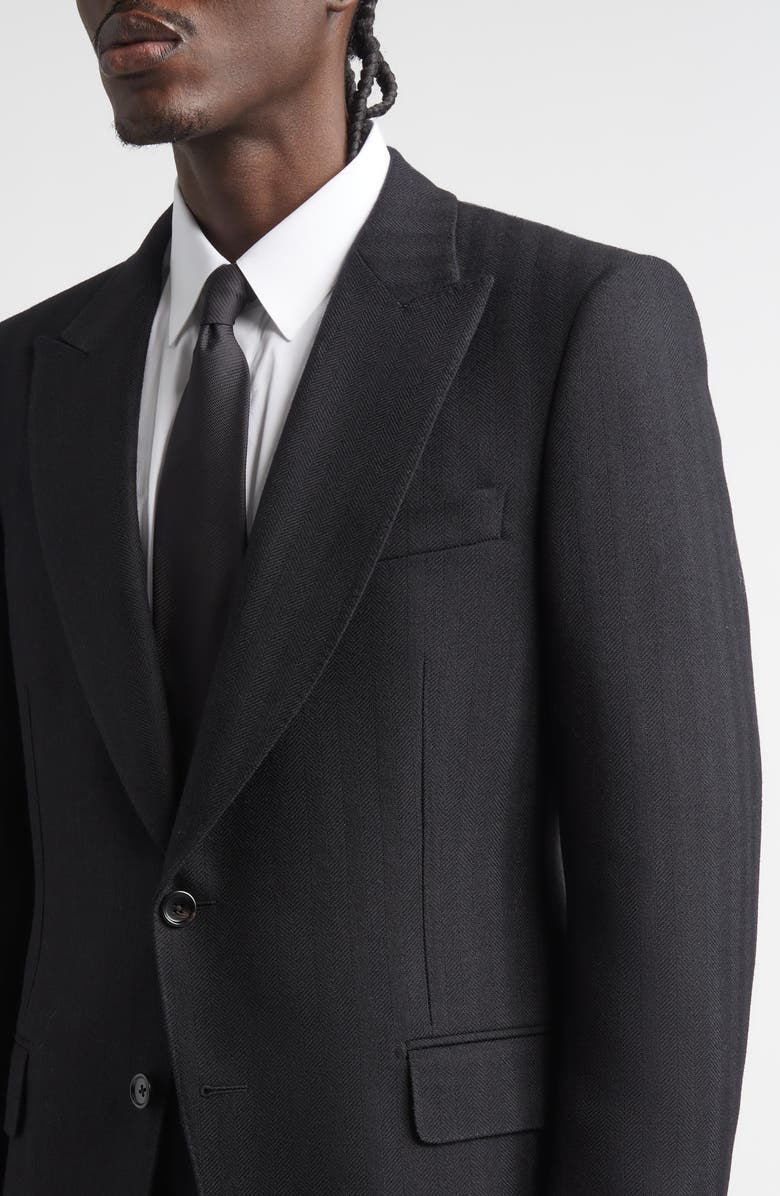 TOM FORD Shelton Wool Herringbone Sport Coat, Alternate, color, Black