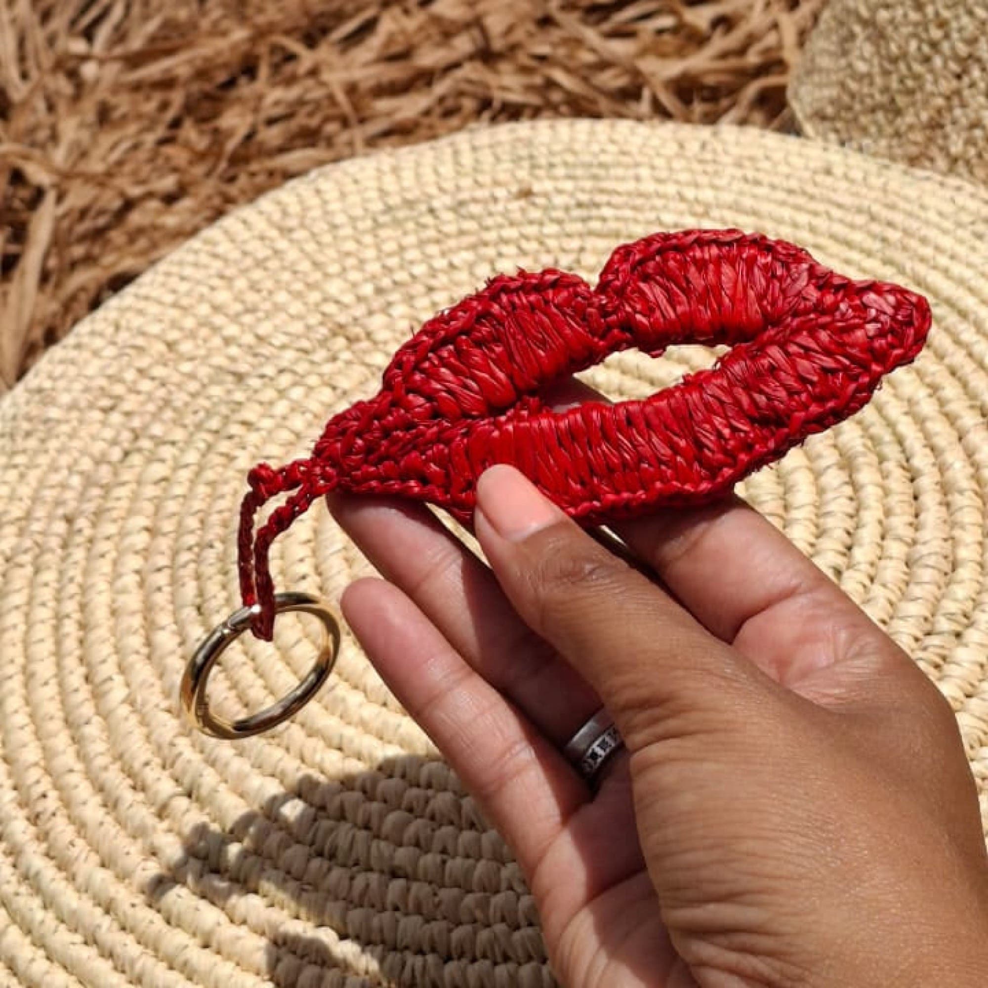 Lips Keyring, Alternate, color, Red