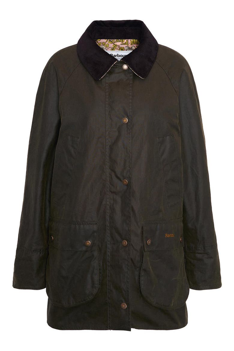 Shelton Water Resistant Waxed Cotton Jacket, Alternate, color, ARCHIVE OLIVE/ EYEBRIGHT