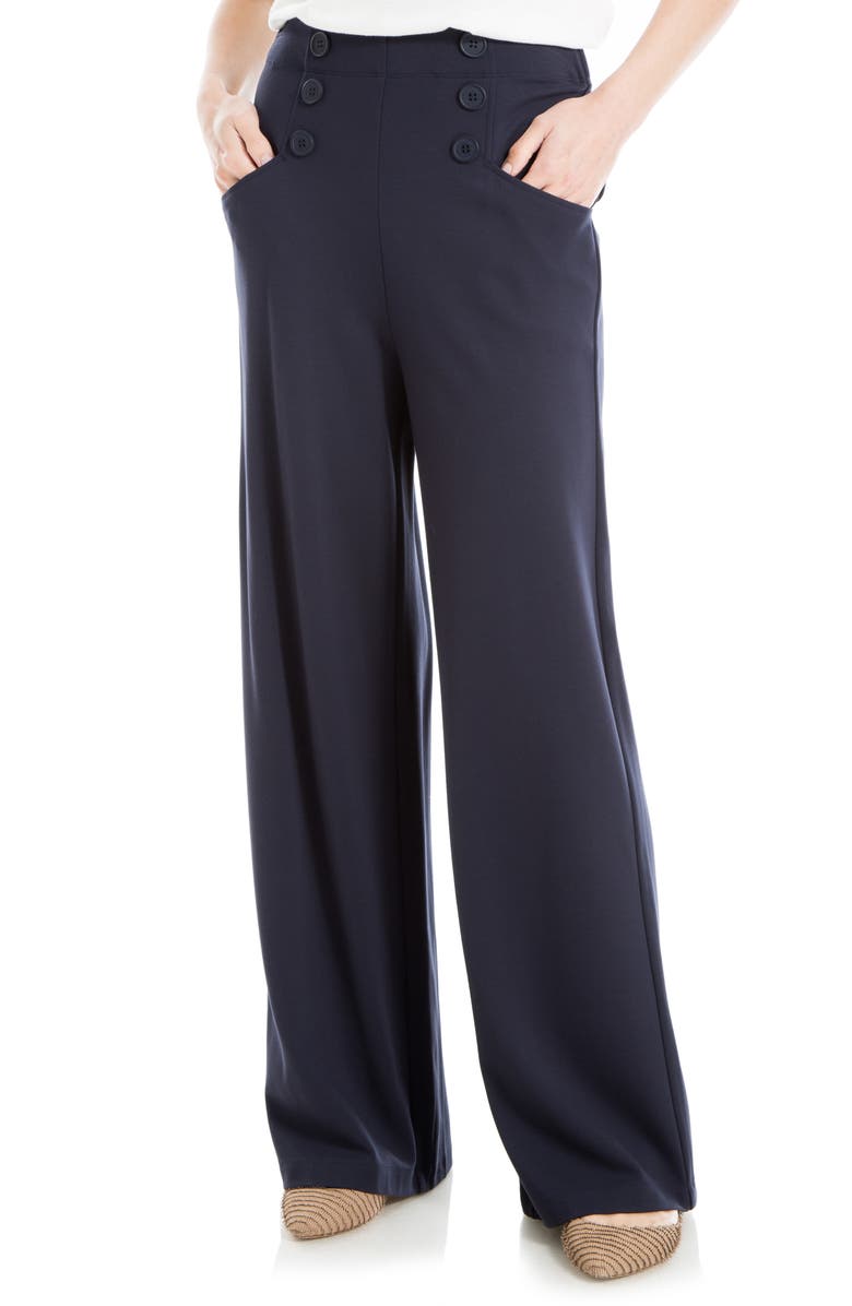 MAX STUDIO Sailor High Waist Wide Leg Pants, Main, color, Dark Navy