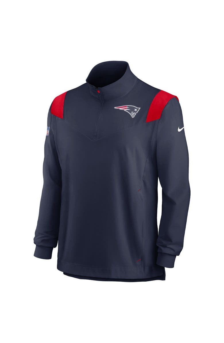 Nike Men's Nike Navy New England Patriots Sideline Coach Chevron Lockup Quarter-Zip Long Sleeve Top, Alternate, color, 