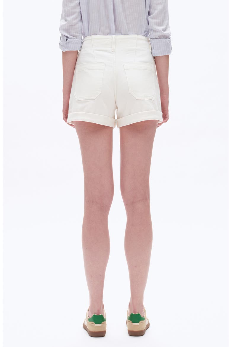 High Waist Cuffed Denim Shorts, Alternate, color, WHITE