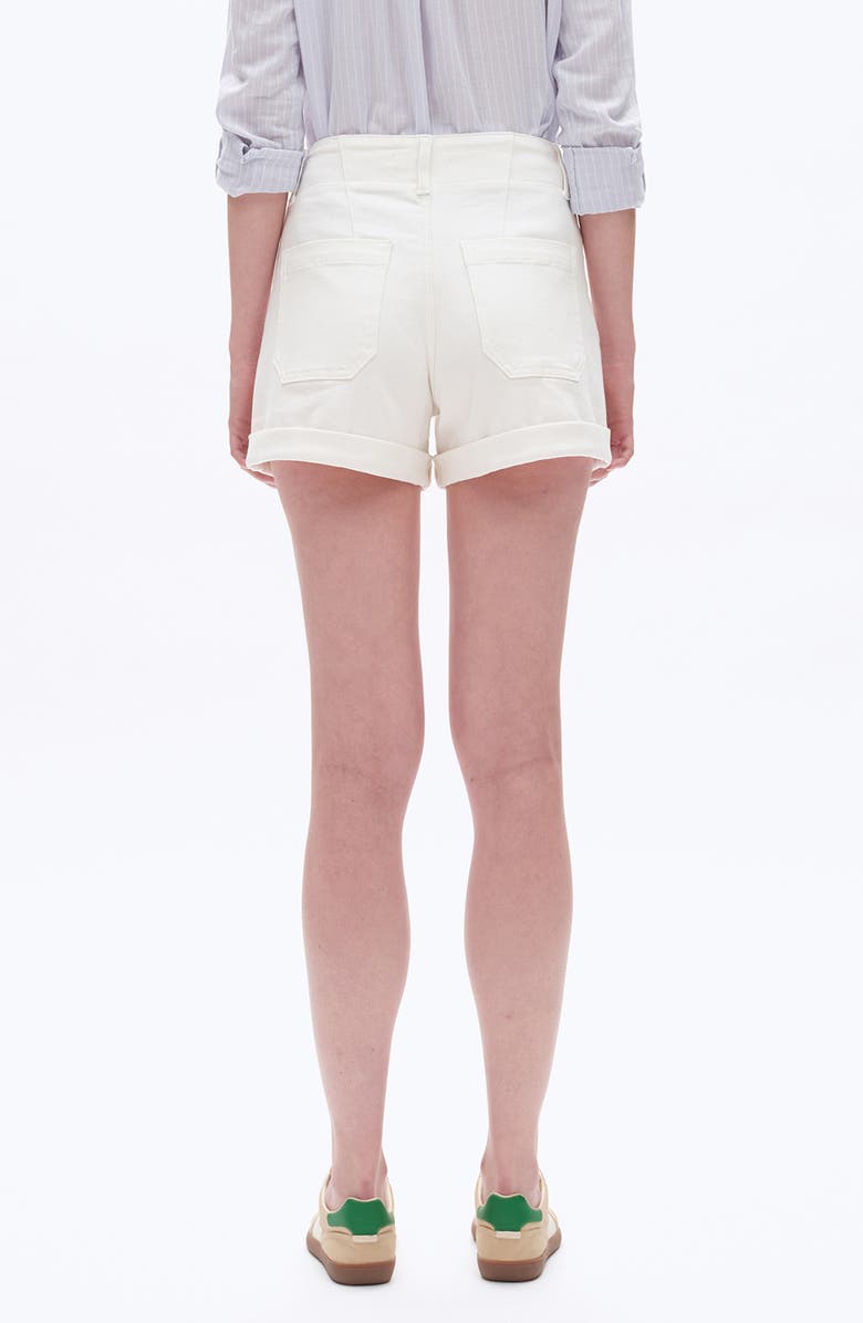 Bayeas High Waist Cuffed Denim Shorts, Alternate, color, White