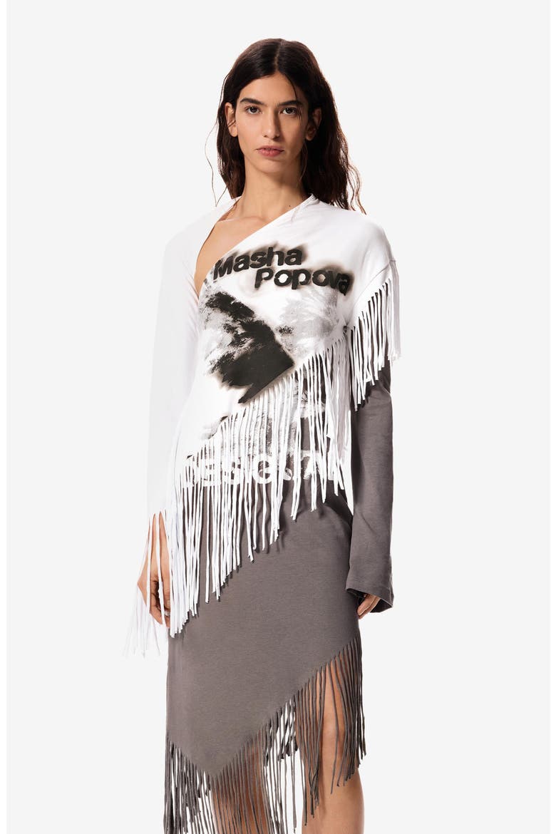 x Masha Popova Long Sleeve Asymmetric Dress, Alternate, color, BLACK