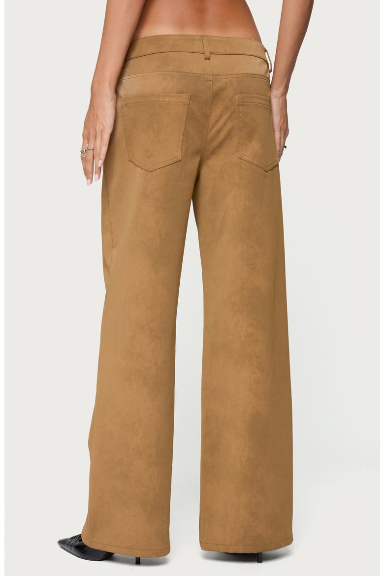 Stacey Low Rise Wide Leg Faux Suede Pants, Alternate, color, BROWN