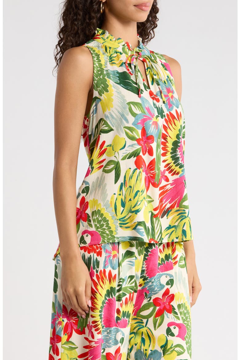 Wissa Miley Split Neck Sleeveless Top, Alternate, color, BRIGHT-MULTI