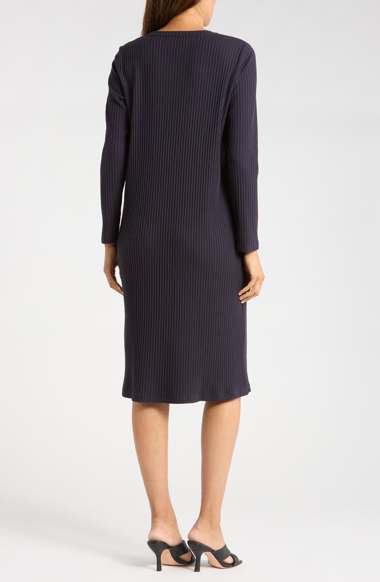 Eileen Fisher Long Sleeve Rib Dress, Alternate, color, Nocturne