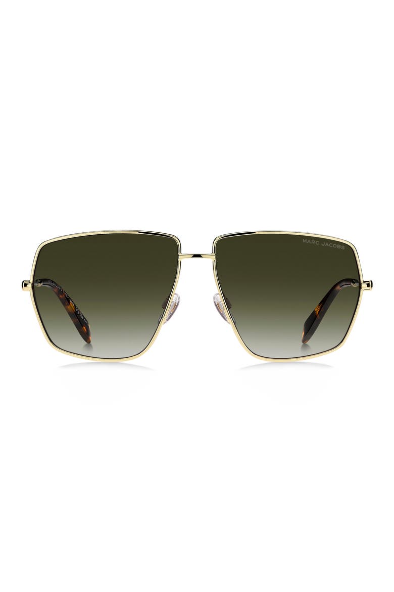 60mm Gradient Square Sunglasses, Main, color, GOLD HAVANA/ GREEN SHADED