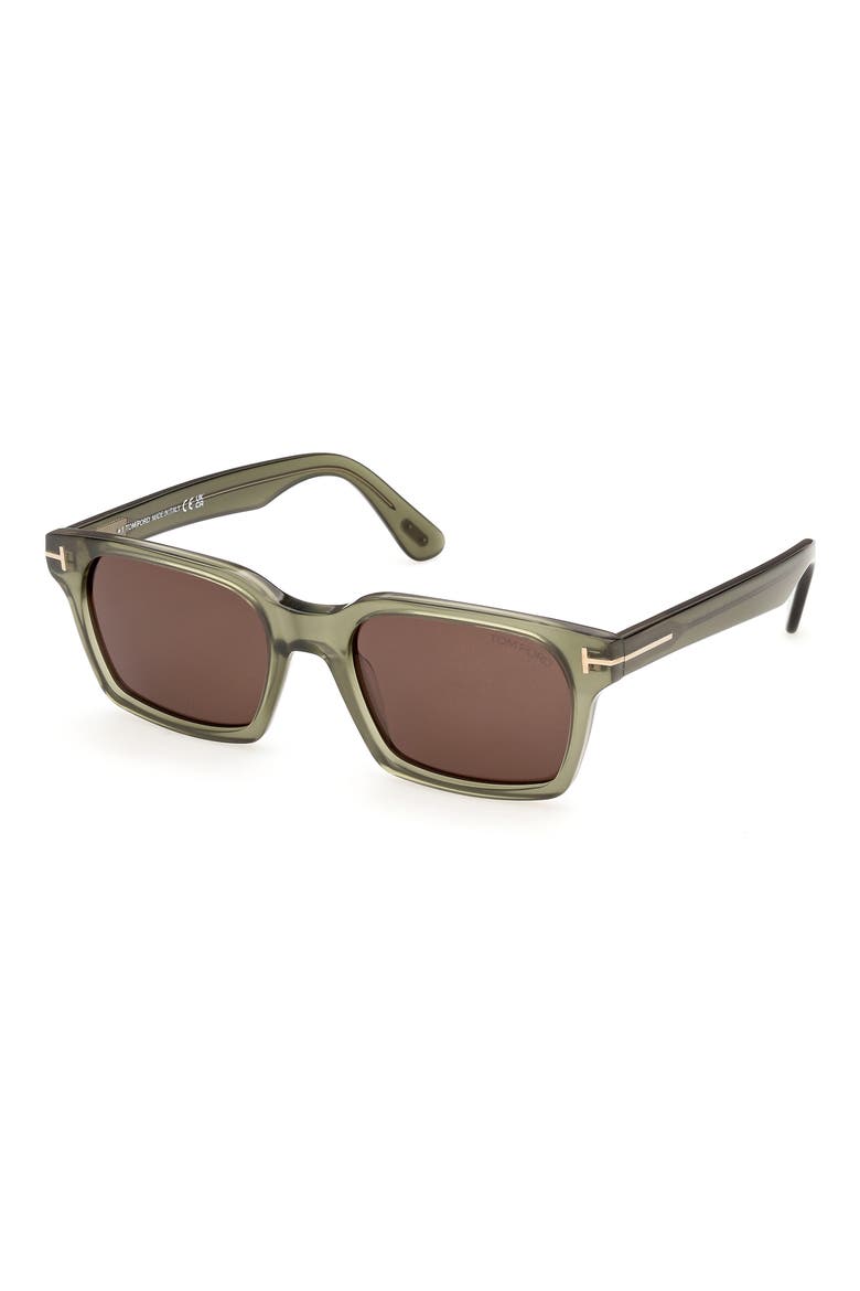 Hayden-02 56mm Square Sunglasses, Alternate, color, KHAKI GREEN ROSE GOLD/ BROWN