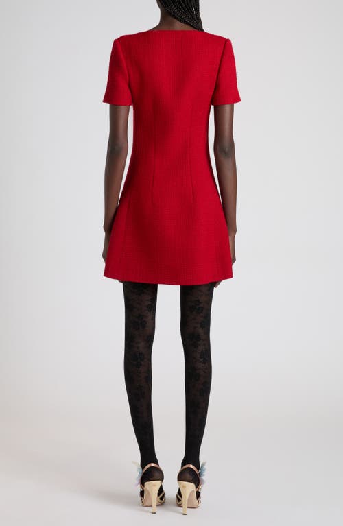 Valentino Bow-detailed Wool-blend Tweed Mini Dress In Red