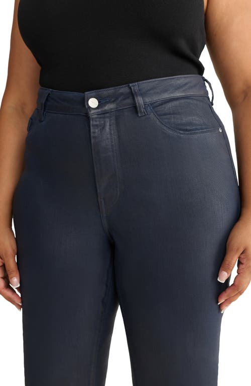 Warp & Weft Warp+weft Nao Coated High Waist Bootcut Jeans In Blue