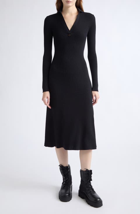 Rib Knit Long Sleeved Dress