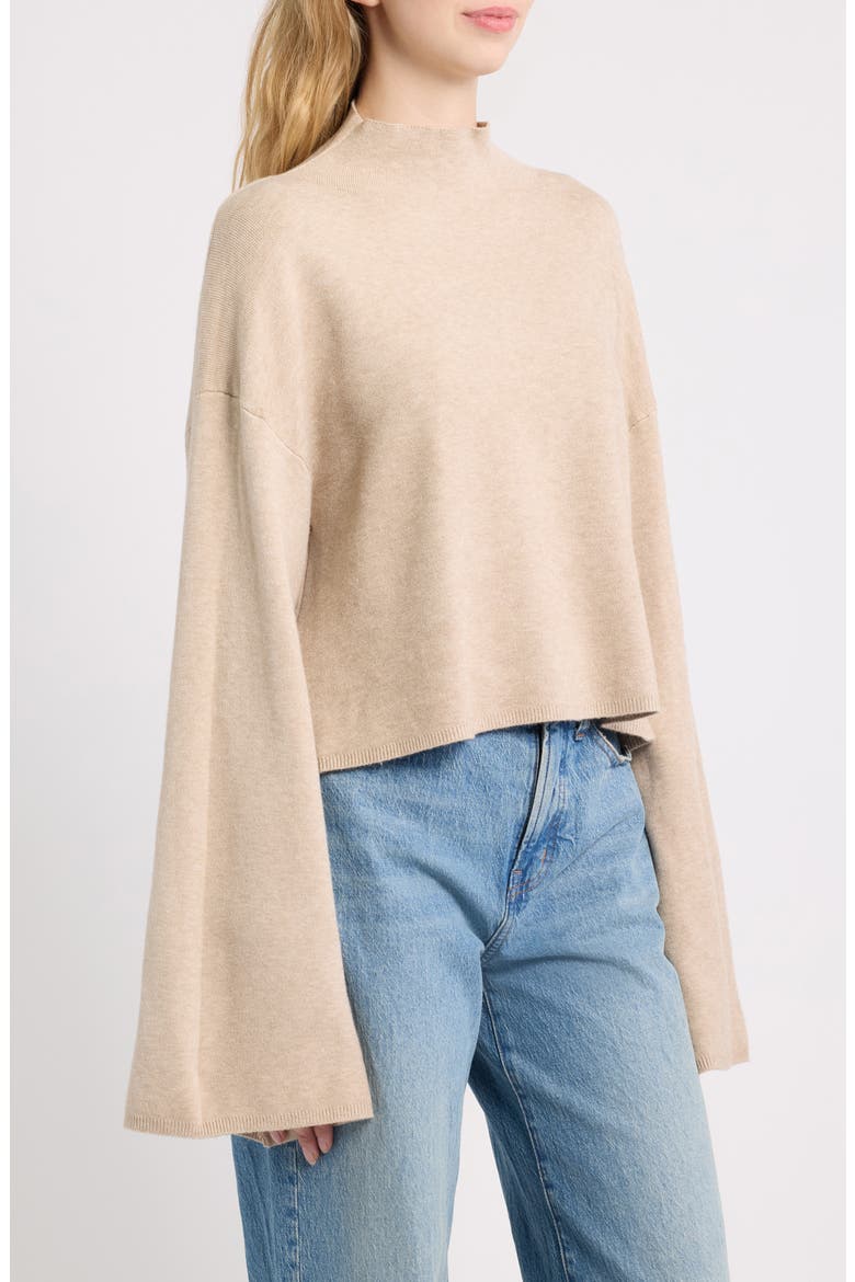 Chuck Crop Funnel Neck Sweater, Alternate, color, GREIGE