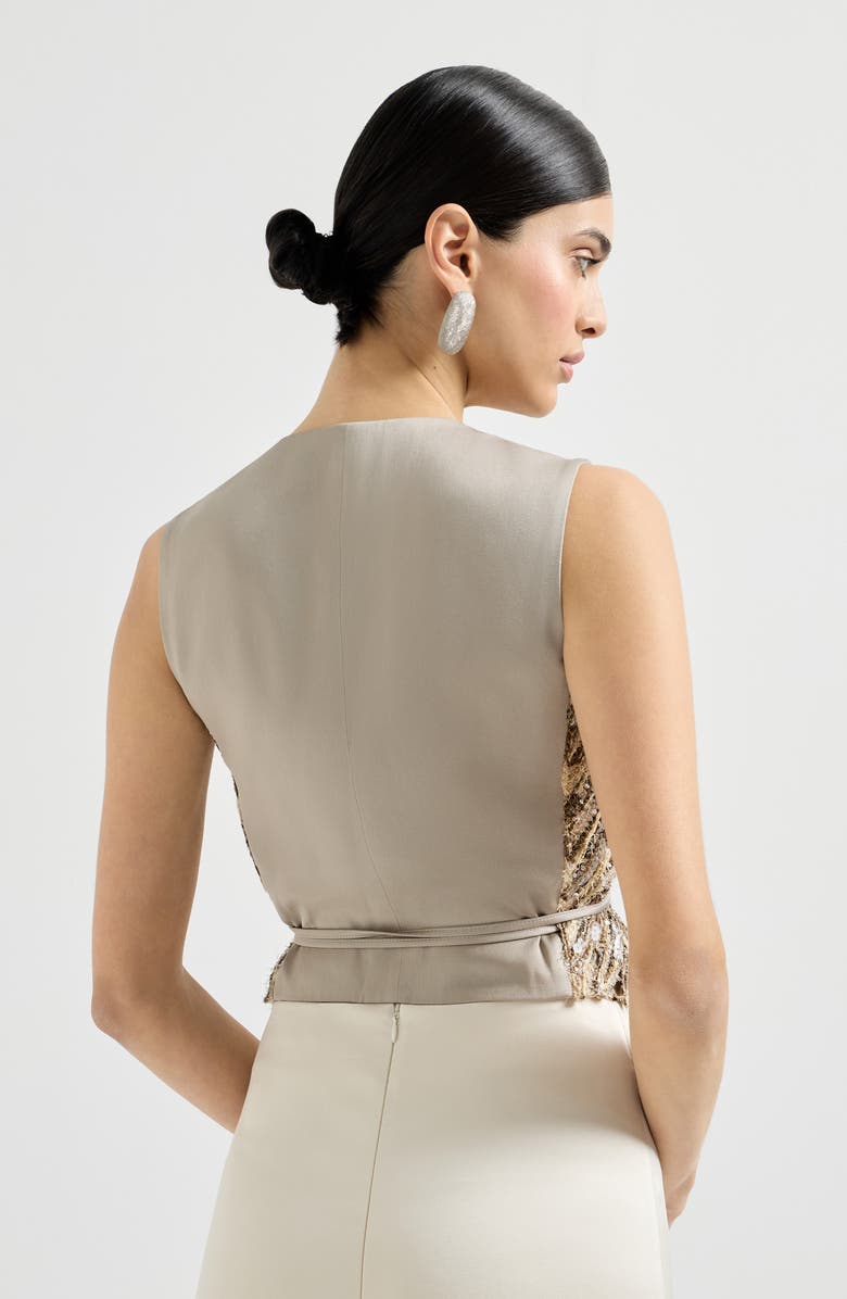 Brunello Cucinelli Dazzling chevron embroidery vest, Alternate, color, Brown