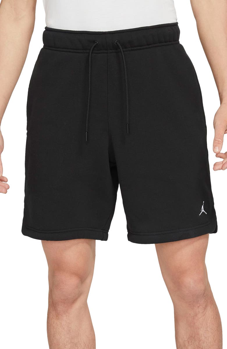 Jordan Essentials Fleece Athletic Shorts, Main, color, Black/ White