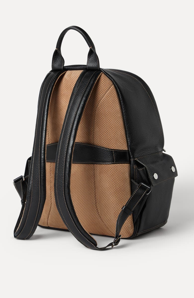 Brunello Cucinelli Grained calfskin travel backpack, Alternate, color, Black