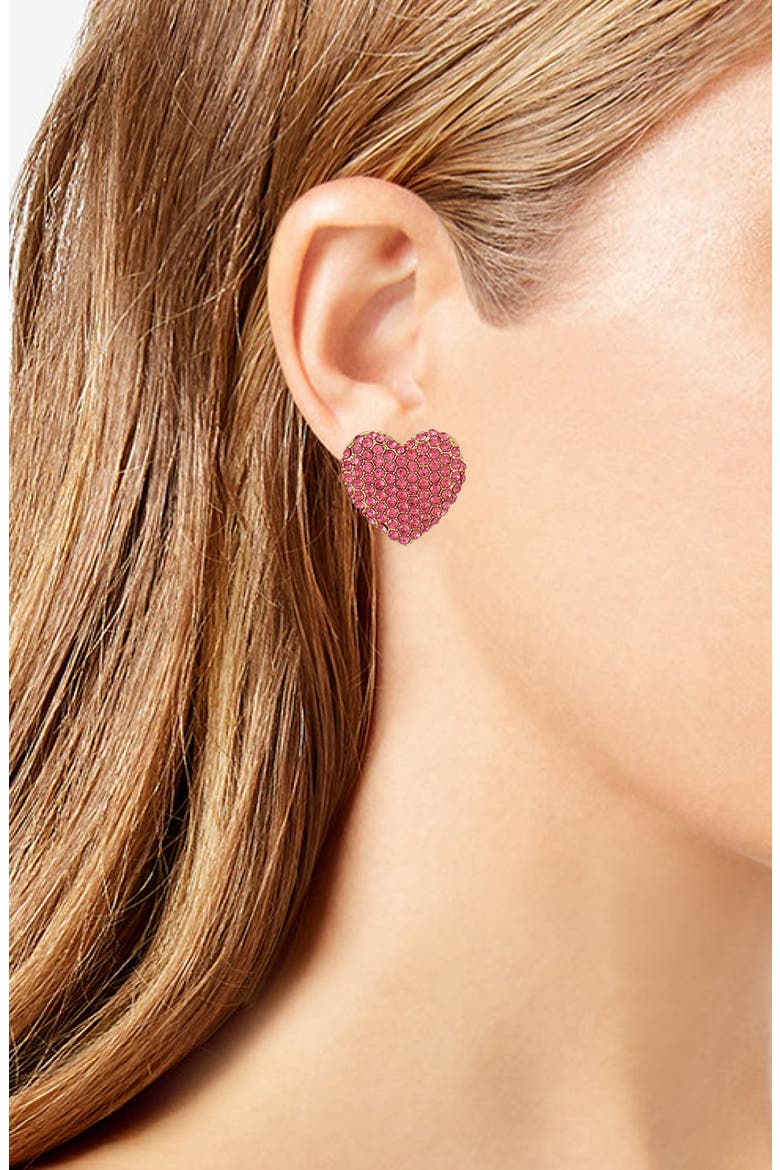Heart Stud Earrings, Alternate, color, PINK/ GOLD