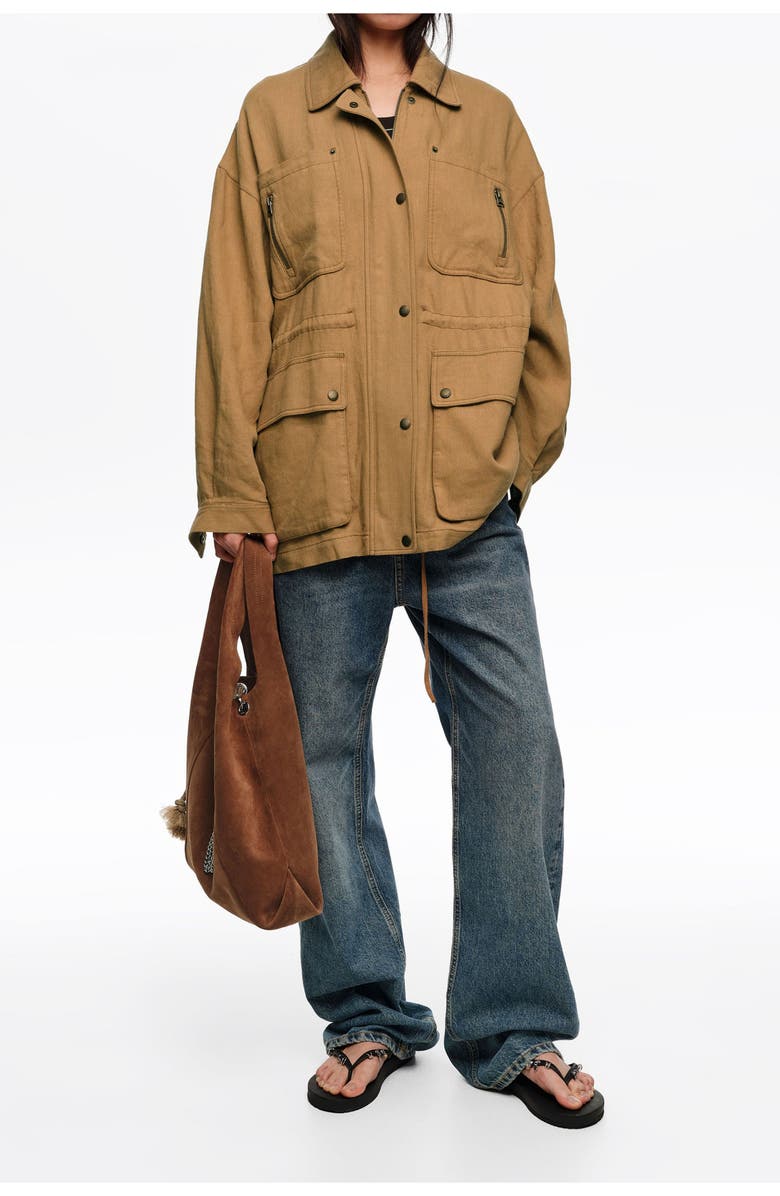 Bimba y Lola Jacket With Adjustable Waist, Alternate, color, Camel