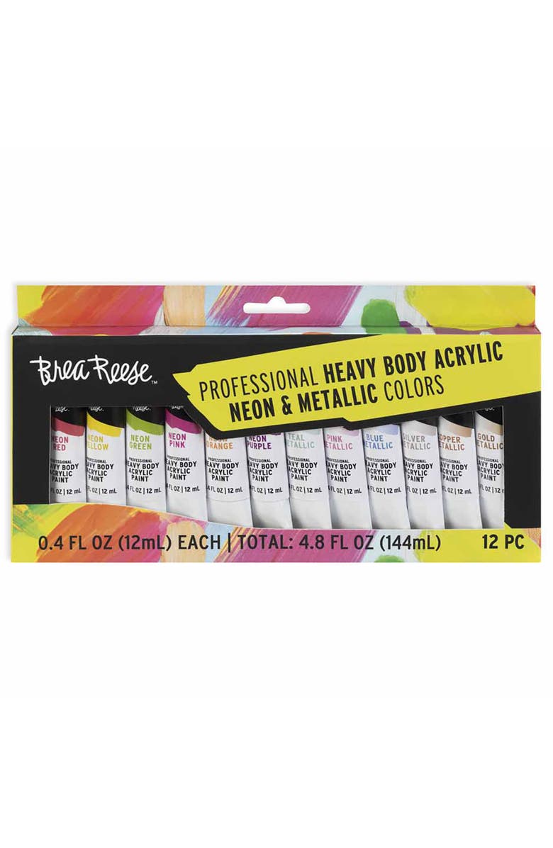 Brea Reese Professional Heavy Body Acrylic Paint Set 12 Tubes, Main, color, Multicolored