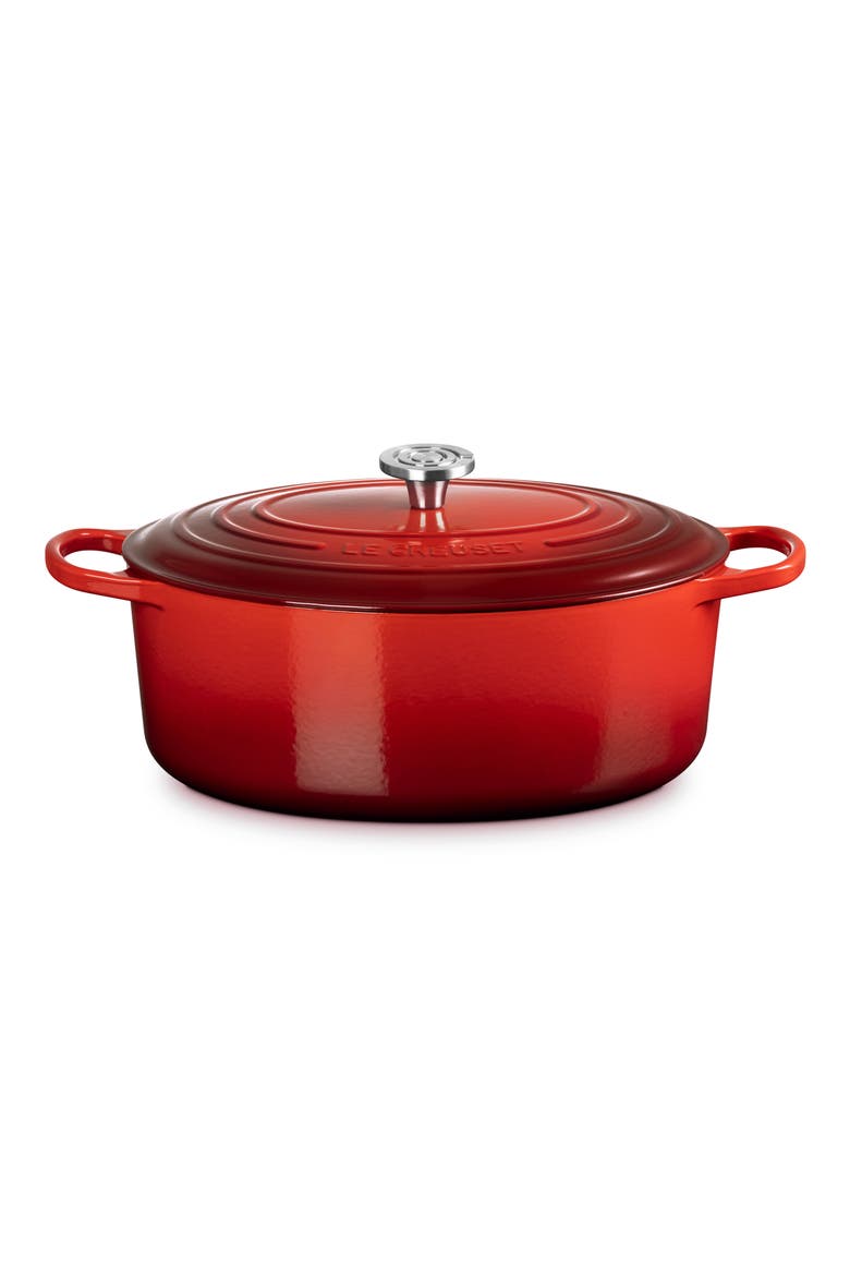 Oval Enameled Cast Iron Dutch Oven, Alternate, color, CERISE