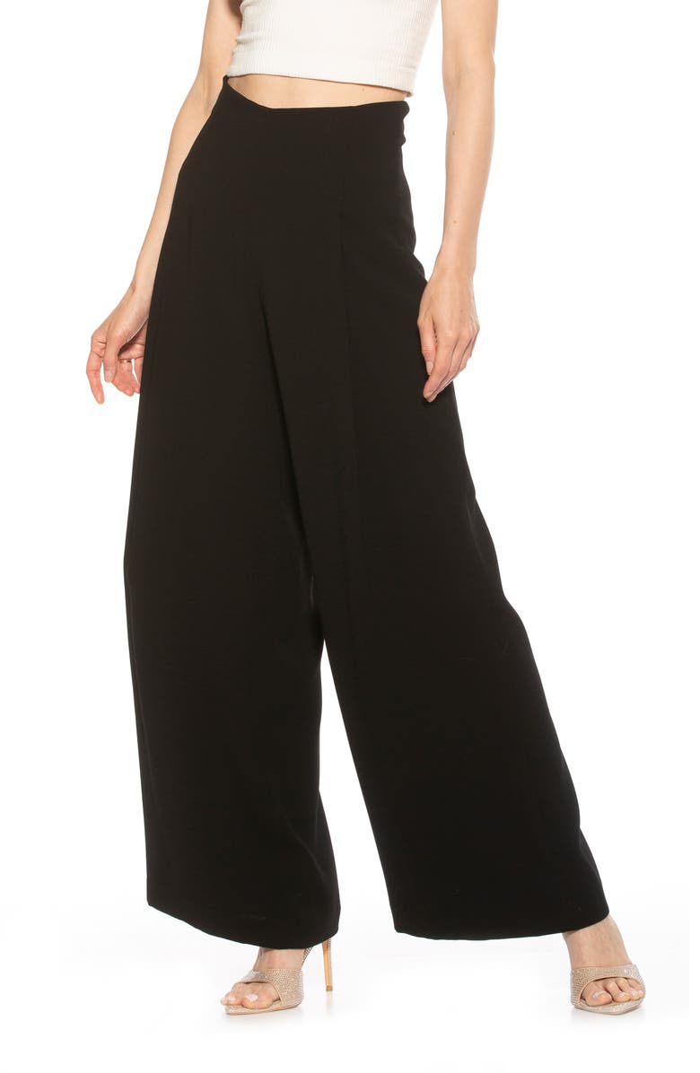 Alexia Admor Elia High Waist Pleat Wide Leg Pants, Alternate, color, Black