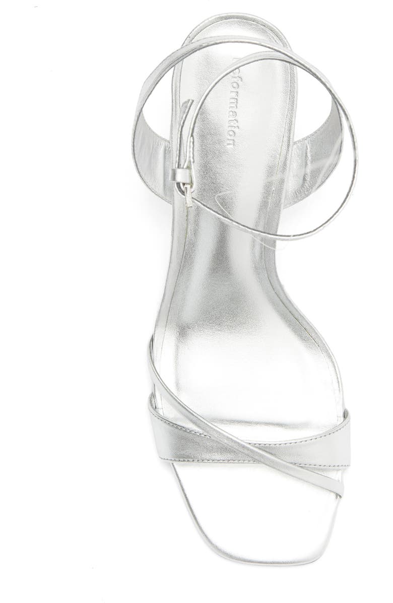Reformation Gianna Ankle Strap Sandal, Alternate, color, Silver Leather