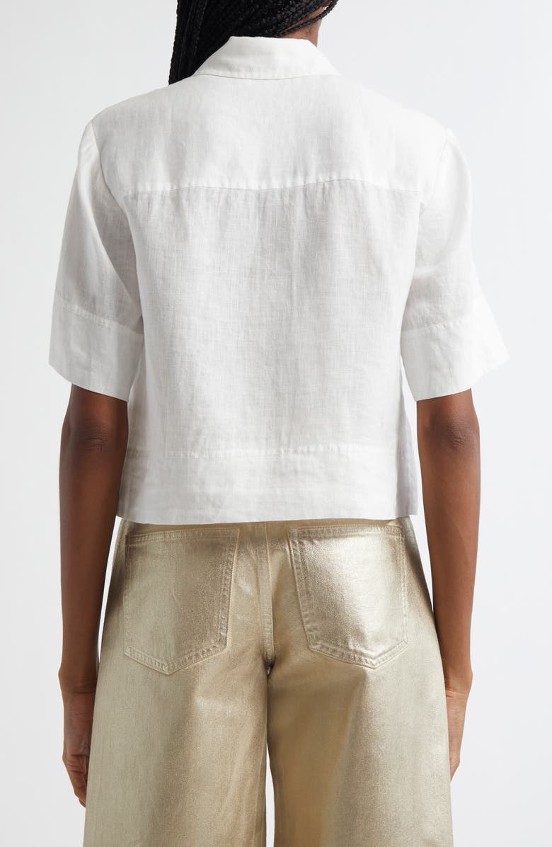 Veronica Beard Spruce Linen Button-Up Shirt, Alternate, color, Off White