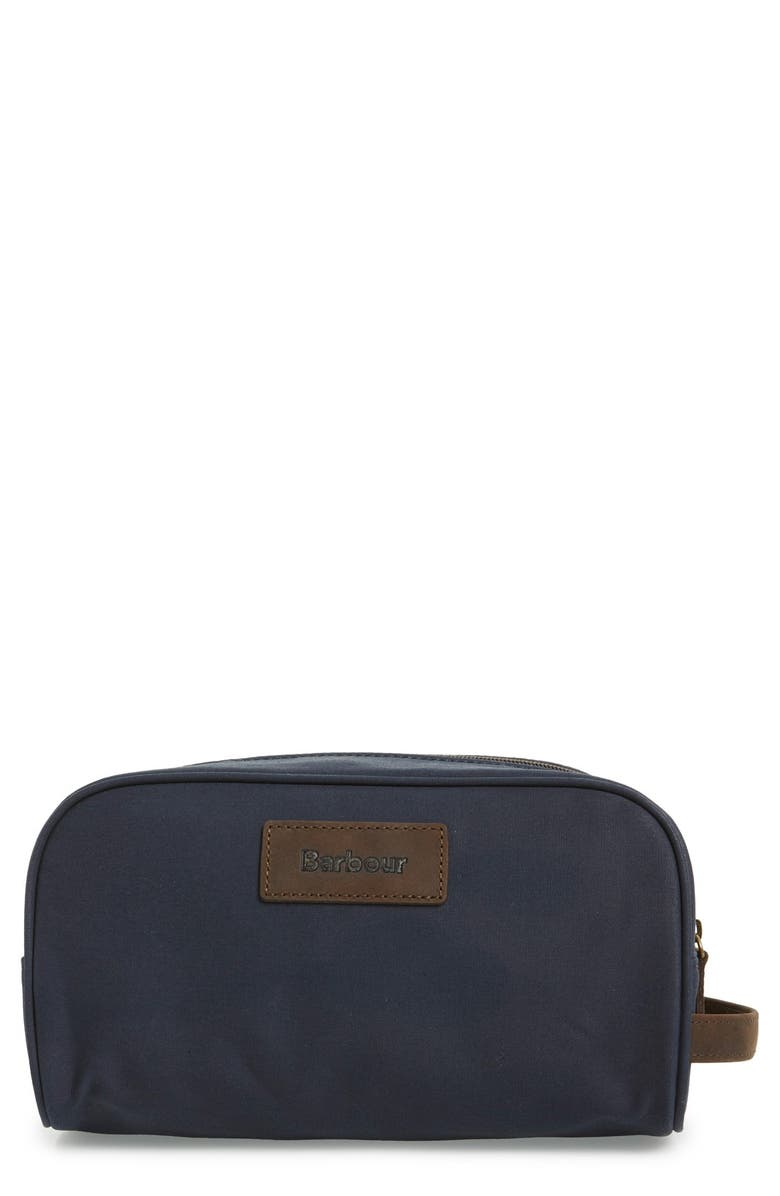 Barbour Waxed Canvas Travel Kit, Main, color,