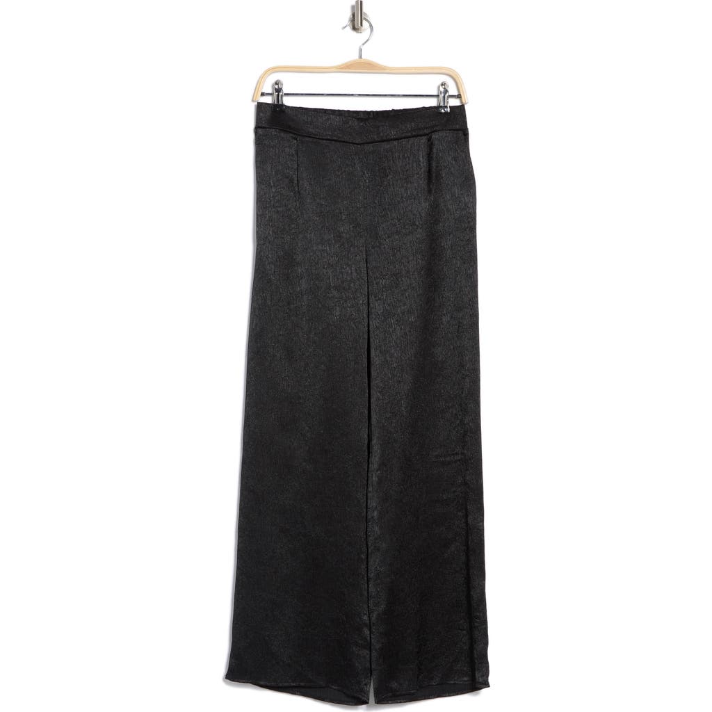 Pleione Textured Satin Pull-on Pants In Black