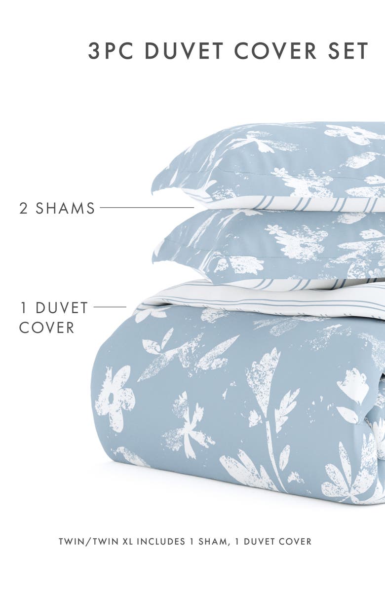 HOMESPUN IENJOY HOME Premium Ultra Soft Country Home Pattern 3-Piece Reversible Duvet Cover Set, Alternate, color, Light Blue
