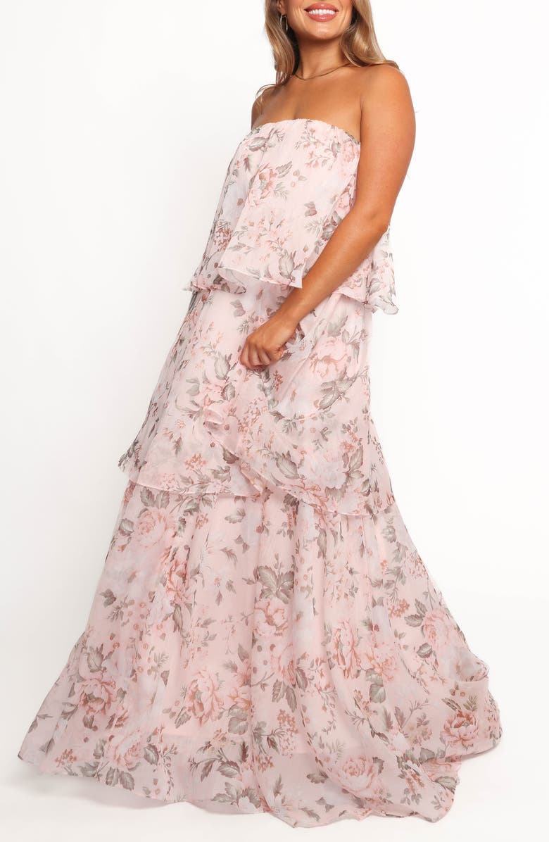Petal & Pup Bloom Tiered Strapless Maxi Dress, Main, color, Floral