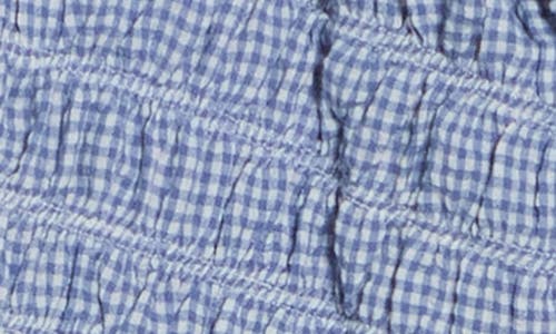 Nsr Smocked Bubble Sleeve Top In Blue