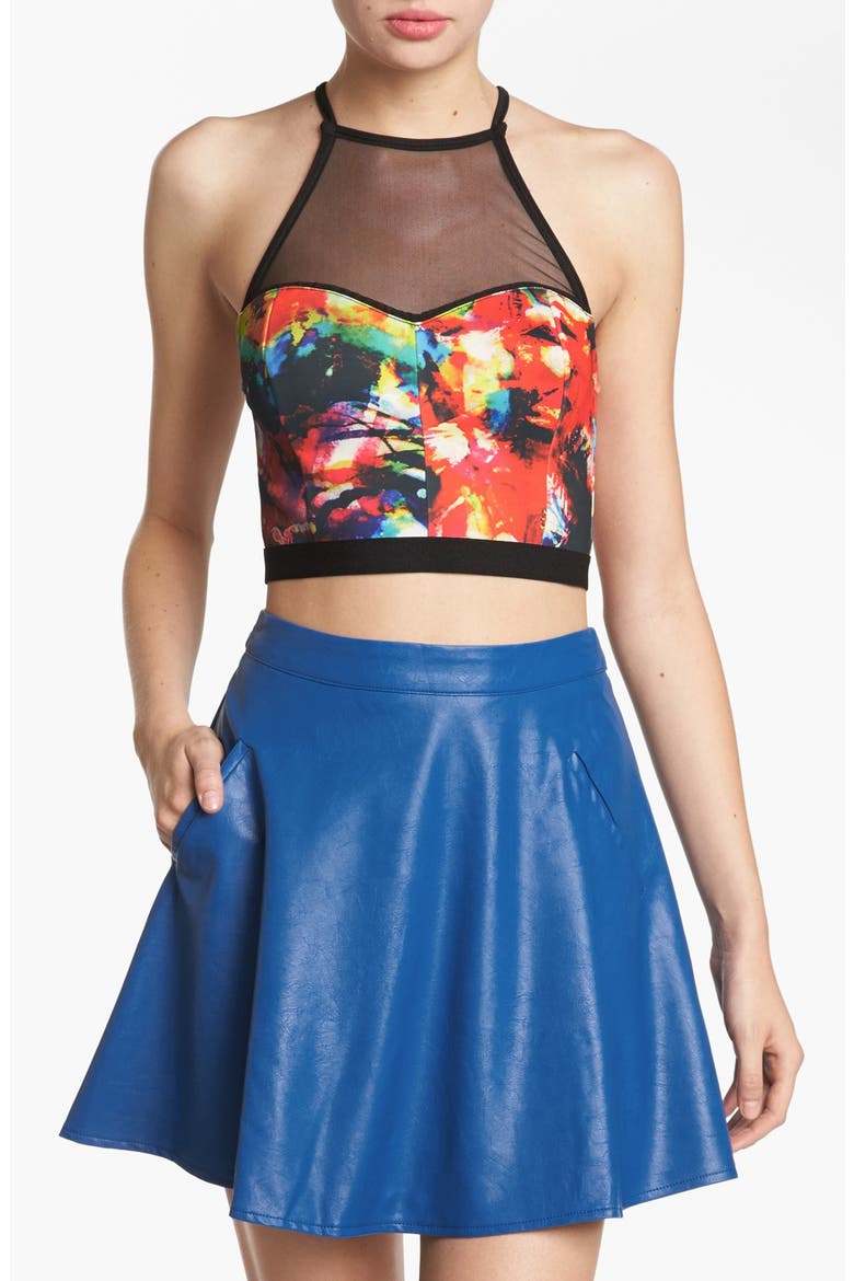 ASTR Scuba Mesh Bralette, Main, color, BRIGHT MULTI PRINT