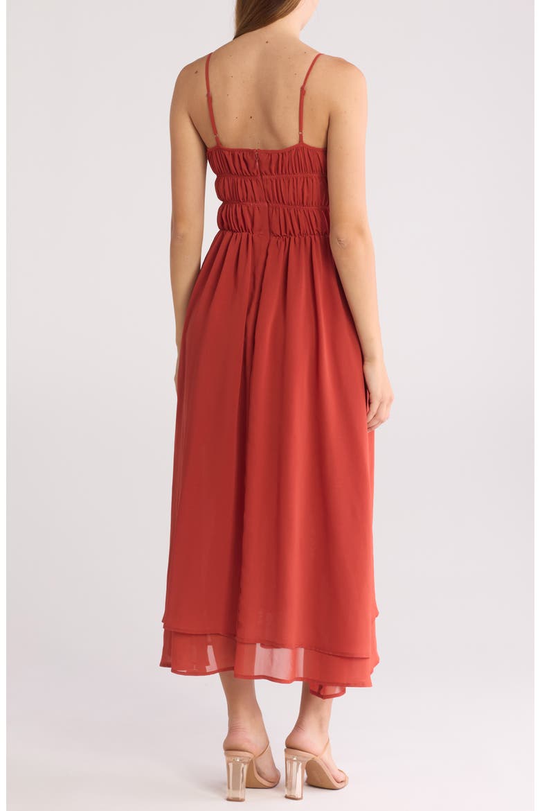Mesh Tiered Midi Dress, Alternate, color, RUST