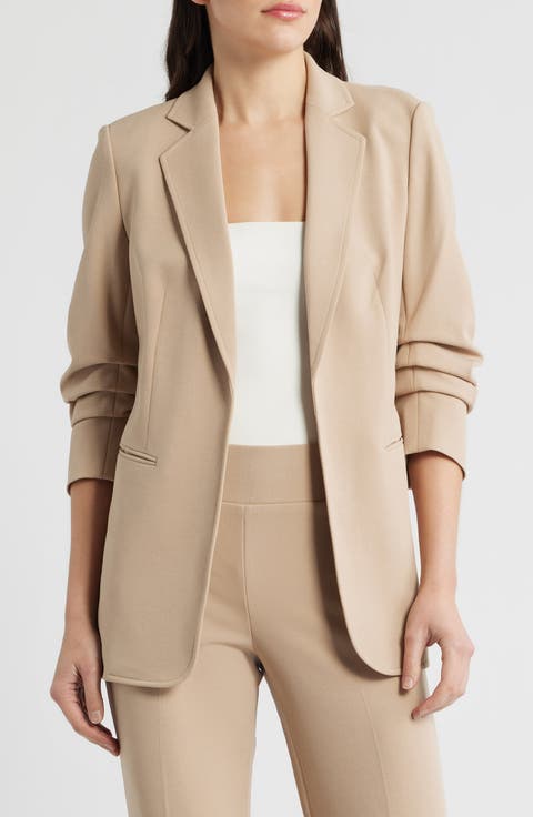 Scrunch Sleeve Open Front Jacket