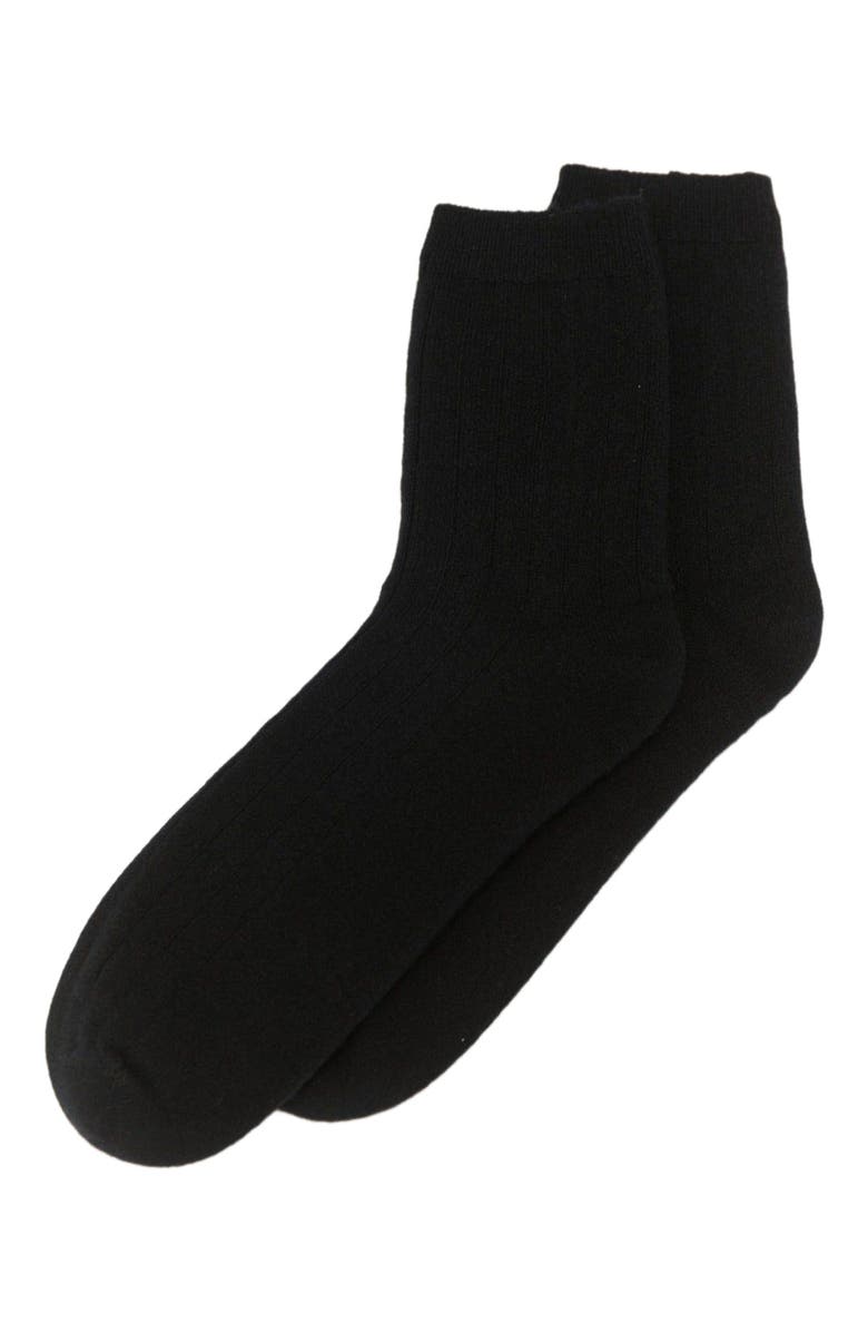 Gobi Cashmere Trim Knit Bed Socks, Alternate, color, Black