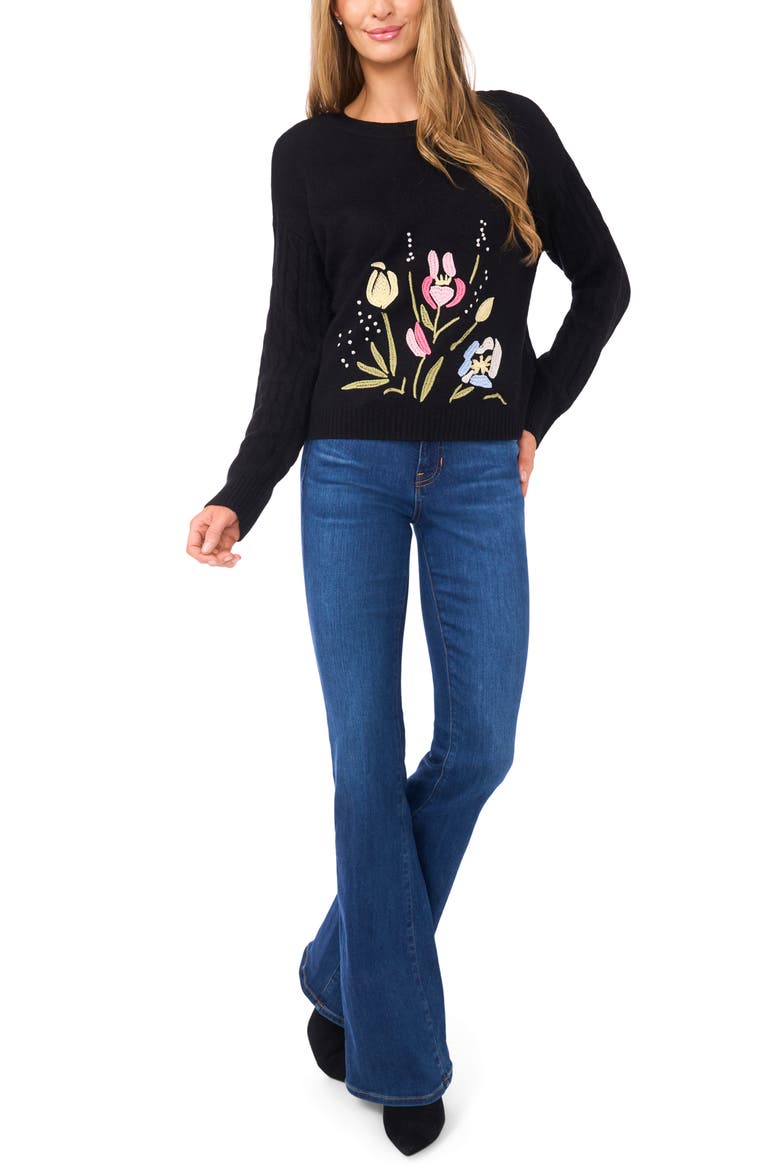 Embroidered Sweater, Alternate, color, RICH BLACK