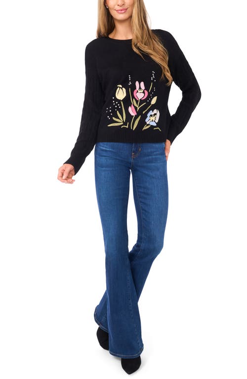 Ted Baker Floral Embroidery Sweater In Black
