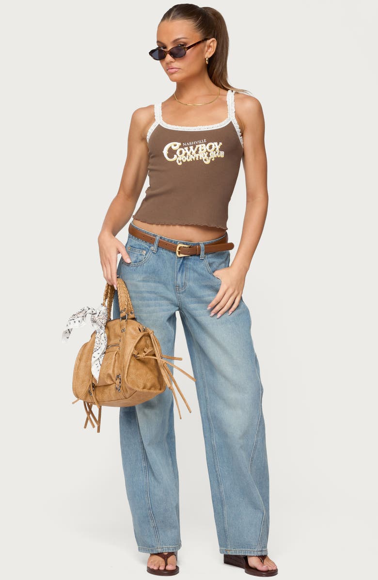 EDIKTED Korie Barrel Leg Low Rise Jeans, Alternate, color, Blue