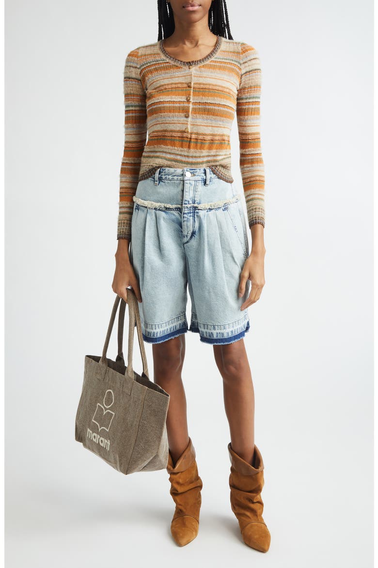 Frederica Striped Knit Sweater, Alternate, color, BEIGE
